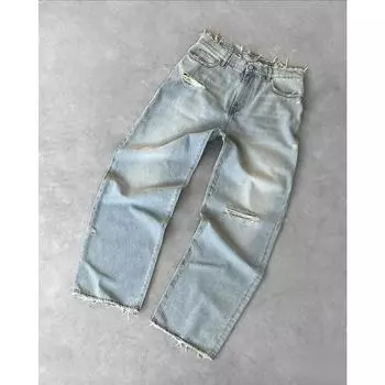Стираные рваные джинсы для мужчин в американском стиле Y2K, ретро-мода High Street Ins, парная сумка, качество вышивки выше, чем во все сезоны S синий