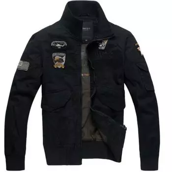 Стираный чистый хлопок Военная куртка ВВС Куртка мужская модная Большие размеры Модная M жёлтый