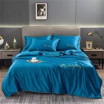 Стираный шелк летом с кондиционером в студенческом общежитии весна и осень летом прохладное одеяло одинарное двойное одеяло Four Seasons onlye 2PC pillowcase