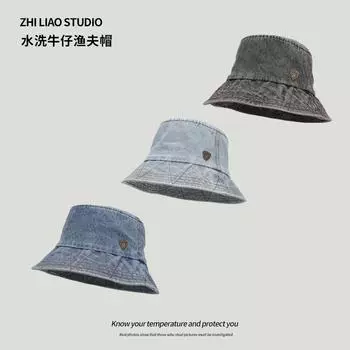 Стирать ретро 2024 новый интернет знаменитости мода джинсовая панама шляпа женская весна и осень универсальная дорожная защита от солнца козырек мужчины Adjustable