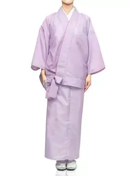 Стирающееся легкое [KYOETSU] Кимоно, двухкомпонентное, кома-ро, женское (Л, Фиолетовый) светло-фиолетовый