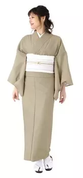 Стирающийся сплошной креп [KYOETSU] Кимоно, рукав, цвет, ткань, женский (М, Коричневый)