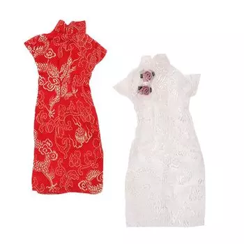 STOBOK DIY 2 шт. китайское платье русалка платье ципао компактная кукла китайская винтажная ткань ханьфу цельные игрушки