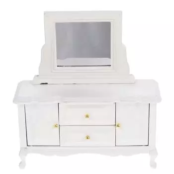 STOBOK Dollhouse Miniature Mini Dresser with Pretend Exquisite Miniature White Vanity, Furniture, Mirror, Toy, Play, Design, Furniture, Collection, белый
