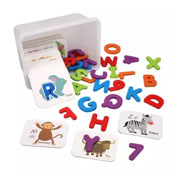 STOBOK Matching Card Puzzle Number Number Alphabet Puzzle Alphabet Puzzle Game Alphabet Puzzle Board Alphabet Animal Wooden 1 Set