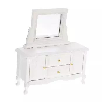 STOBOK Мини-комод, кукольный домик, имитация, мини-шкаф, миниатюрное зеркало, модель микроландшафта, мини-украшение для дома, игровой домик, белая береза белый