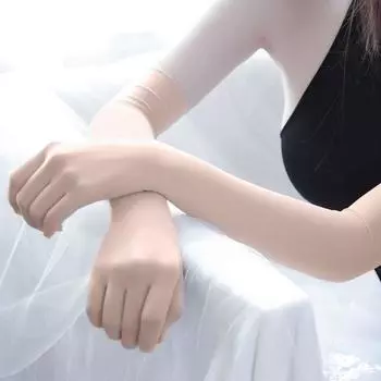 Stockings Gloves Ultra-Thin Five-Finger Seamless Anti-Snagging Long Transparent Etiquette Gloves Skin color One size