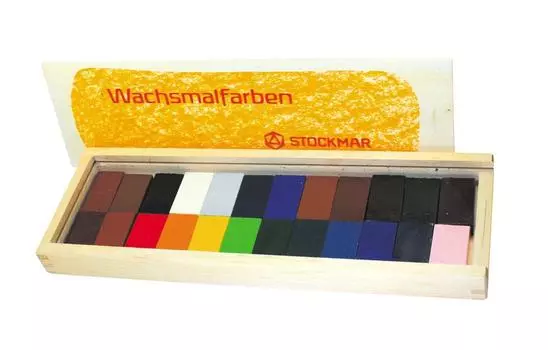 STOCKMAR Beeswax блочный мелок 24 цвета в деревянной коробке ST35602 японский [Подлинный продукт]