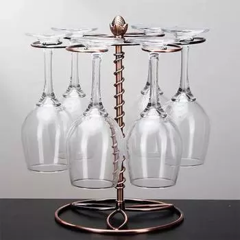 Стойка для бокалов для вина Yousheng с 6 крючками, нескользящая, устойчивая, легко моющаяся, спиральная, железная, элегантная, отдельно стоящая, держатель для бокалов, принадлежности для бара