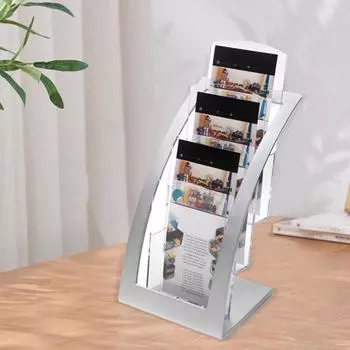 Стойка для брошюр, напольная стойка для журналов с 3 демонстрационными зонами, легкая, прозрачная, легко перемещаемая стойка для показа A6 серебряный