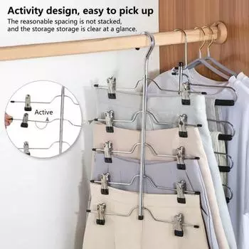 Стойка для брюк, регулируемая, экономящая место, водонепроницаемая, 5-слойная, вешалка для юбок, держатель для брюк, бытовые принадлежности чёрный
