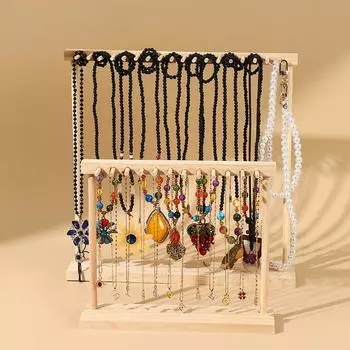Стойка для демонстрации ожерелий из цельного дерева, вешалка для ювелирных изделий, стойка для цепочек свитеров, стойка для демонстрации реквизита для трансляций ожерелий в прямом эфире белый