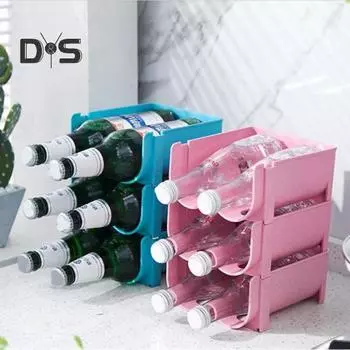 Стойка для держателей бутылок, противоскользящая полая конструкция, штабелируемая подставка для хранения банок из полипропилена синий