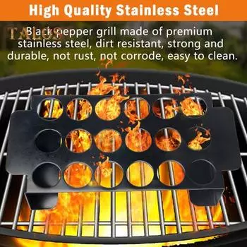Стойка для гриля для барбекю, термостойкая многофункциональная нержавеющая сталь, практичная стойка для гриля с куриными ножками, перцем чили, принадлежности для кемпинга чёрный