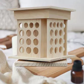 Стойка для хранения эфирных масел, вращающаяся стойка с 52 ячейками, деревянные флаконы для духов
