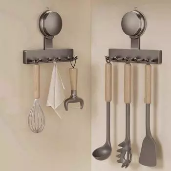 Стойка для хранения без проколов для полотенец, многоразовые универсальные крючки, вешалки без проколов за дверью Milk White-3 Hooks