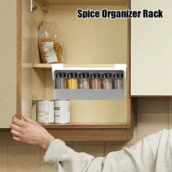 Стойка для хранения бутылочек со специями на кухне, самоклеящаяся настенная полка для хранения специй, кухонная стойка для хранения серый