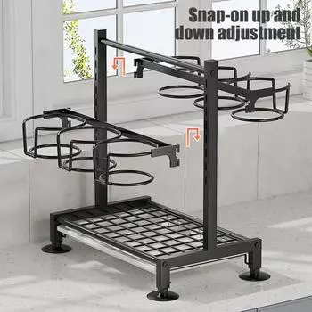 Стойка для хранения бутылок с водой с поддоном для сбора капель, прочная, нержавейка, простая сборка, 2-уровневый кухонный органайзер для бутылок с водой белый