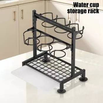 Стойка для хранения бутылок с водой с поддоном для сбора капель, прочная, нержавейка, простая сборка, 2-уровневый кухонный органайзер для бутылок с водой белый
