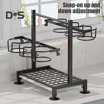 Стойка для хранения бутылок с водой с поддоном для сбора капель, прочная, нержавейка, простая сборка, 2-уровневый кухонный органайзер для бутылок с водой белый