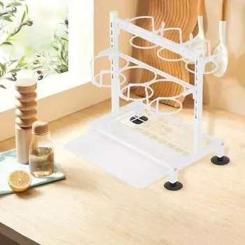 Стойка для хранения бутылок с водой Yousheng с поддоном для сбора капель, прочная, нержавейка, простая в сборке, двухъярусный кухонный органайзер для бутылок с водой чёрный