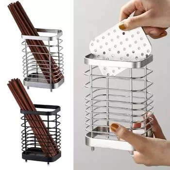 Стойка для хранения, держатель зубных щеток для еды с дренажными отверстиями, полая конструкция, настенные зубные щетки из нержавеющей стали чёрный