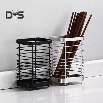 Стойка для хранения, держатель зубных щеток для палочек для еды с дренажными отверстиями, полая конструкция, настенный держатель зубных щеток из нержавеющей стали для макияжа чёрный