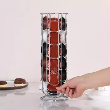 Стойка для хранения держателей кофейных капсул, устойчивая к коррозии, не требует сборки, большая