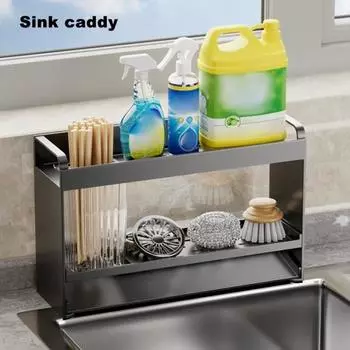 Стойка для хранения держателя губки, устойчивая к коррозии, прочная, выдерживающая нагрузку, многофункциональная кухонная мойка S чёрный