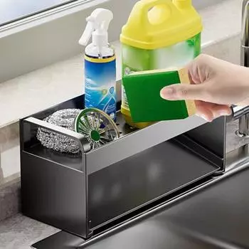 Стойка для хранения держателя губки, устойчивая к коррозии, прочная, выдерживающая нагрузку, многофункциональная кухонная мойка S чёрный
