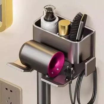 Стойка для хранения фена для ванной комнаты, неперфорированная, настенная, кронштейн для фена для ванной комнаты, стойка для хранения вентиляционных каналов, подвесная стойка