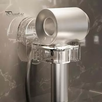 Стойка для хранения фена с прочной присоской, простая в установке, регулируемый органайзер для инструментов для укладки волос, настенное крепление, держатель для выпрямителя чёрный/серебряный