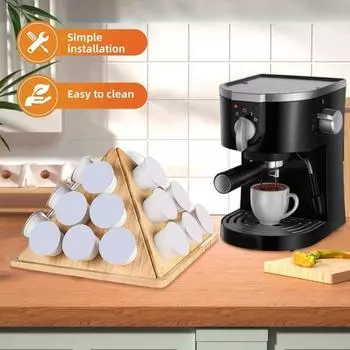 Стойка для хранения капсул кофе из бамбука, вращающаяся на 360 градусов, большая емкость, высокая устойчивость