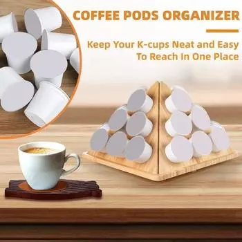 Стойка для хранения кофейных капсул из бамбука, вращающаяся на 360 градусов, большая емкость, высокая устойчивость, треугольная форма, держатель для кофейных капсул