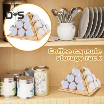 Стойка для хранения кофейных капсул из бамбука, вращающаяся на 360 градусов, большая емкость, высокая устойчивость, треугольная форма, держатель для кофейных капсул