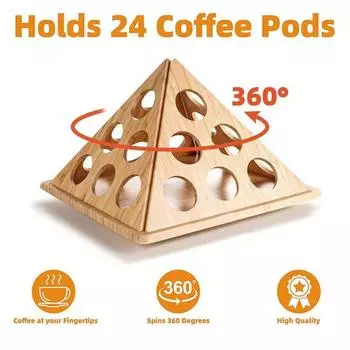 Стойка для хранения кофейных капсул Yousheng Bamboo, вращающаяся на 360 градусов, большая емкость, высокая устойчивость, треугольная форма, держатель для кофейных капсул