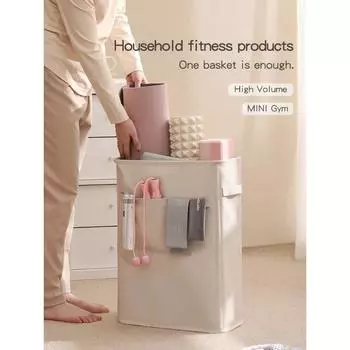 Стойка для хранения ковриков для йоги, стойка для хранения роликов для домашнего спортзала, уголок для фитнес-оборудования с ремнями для йоги и эспандерами L бежевый