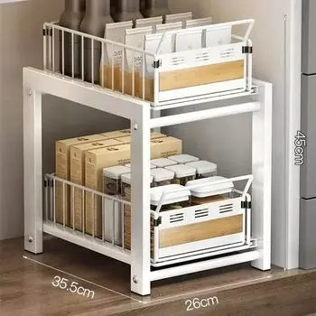 Стойка для хранения кухонной мойки, приправы, посуда, выдвижная корзина, шкаф для хранения раковины, корзина для бытовых мелочей, многоуровневый держатель для хранения белый