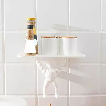 Стойка для хранения кухонных приправ, модель астронавта, настенная полка для туалета, полка для ванной, подвесная корзина для душа, держатель для шампуня серый