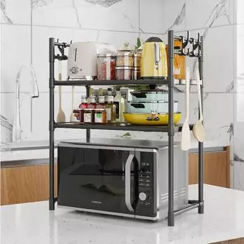 Стойка для хранения микроволновых печей, кухонная столешница, полки для хранения приправ, многоярусные металлические современные простые стеллажи для организации