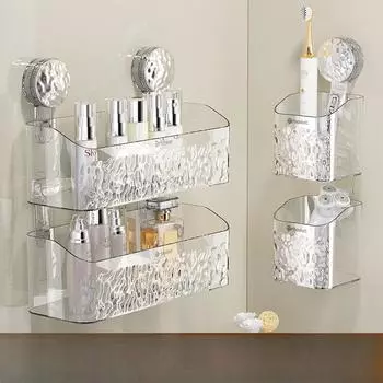 Стойка для хранения на присосках Glacier, контейнер для хранения полотенец для лица, настенная корзина без перфорации