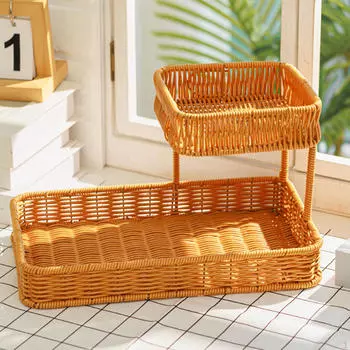 Стойка для хранения на столешнице, настольный органайзер, декоративные корзины, настольный ящик для мелочей 2 layer