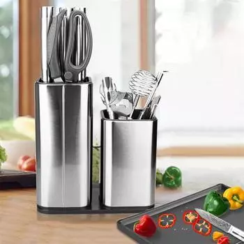 Стойка для хранения ножей Стойка для ножей из нержавеющей стали Дренируемая полка для ножей Размер кухонного блока ножей Стеллаж для хранения кухонных принадлежностей A