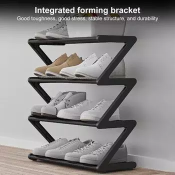 Стойка для хранения обуви, 4-х ярусная установка, большая стабильная, отдельно стоящая, легкая вместимость, Z-образная форма, дом S белый