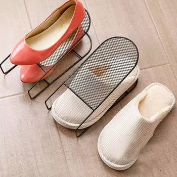 Стойка для хранения обуви, двухслойная, черная, для домашнего хранения, прочная, железная вешалка для обуви, двухслойный железный органайзер для обуви