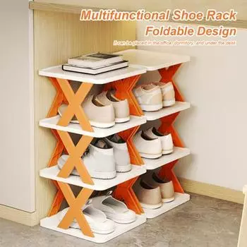 Стойка для хранения обуви Экономия места Сильная нагрузка Регулируемая штабелируемая складная стойка для магазина Стабильный узкий органайзер для обуви Хозяйственные принадлежности Triple Layer синий