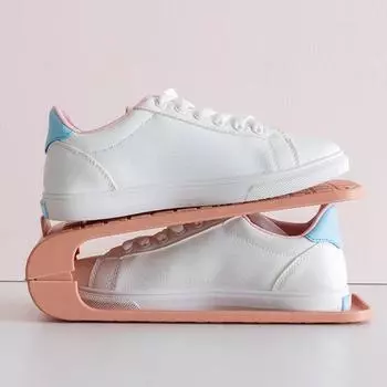 Стойка для хранения обуви с противоскользящей текстурой, органайзер, прочный, простой, домашний, двухслойный держатель для M розовый