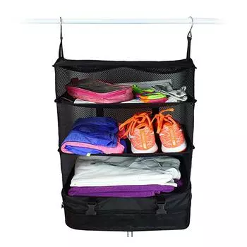 Стойка для хранения одежды, переносной крючок, подвесной органайзер, домашнее хранилище, полки для чемодана, дорожная сумка для хранения, держатель для гардероба S чёрный