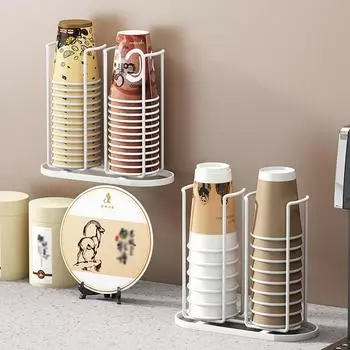 Стойка для хранения одноразовых подстаканников с регулируемым столом и настенным гибким хранилищем