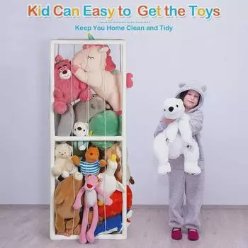 Стойка для хранения плюшевых игрушек с нижней сеткой – Креативный органайзер для мягких игрушек, клетка для кукол With netted base